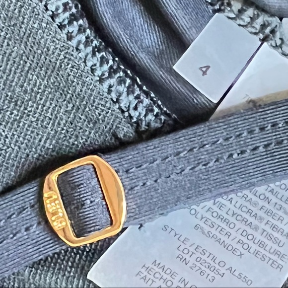 Bleu Rod Beattie One Piece Black Swimsuit with Ruching & Gold Tone Accen… - Picture 10 of 13